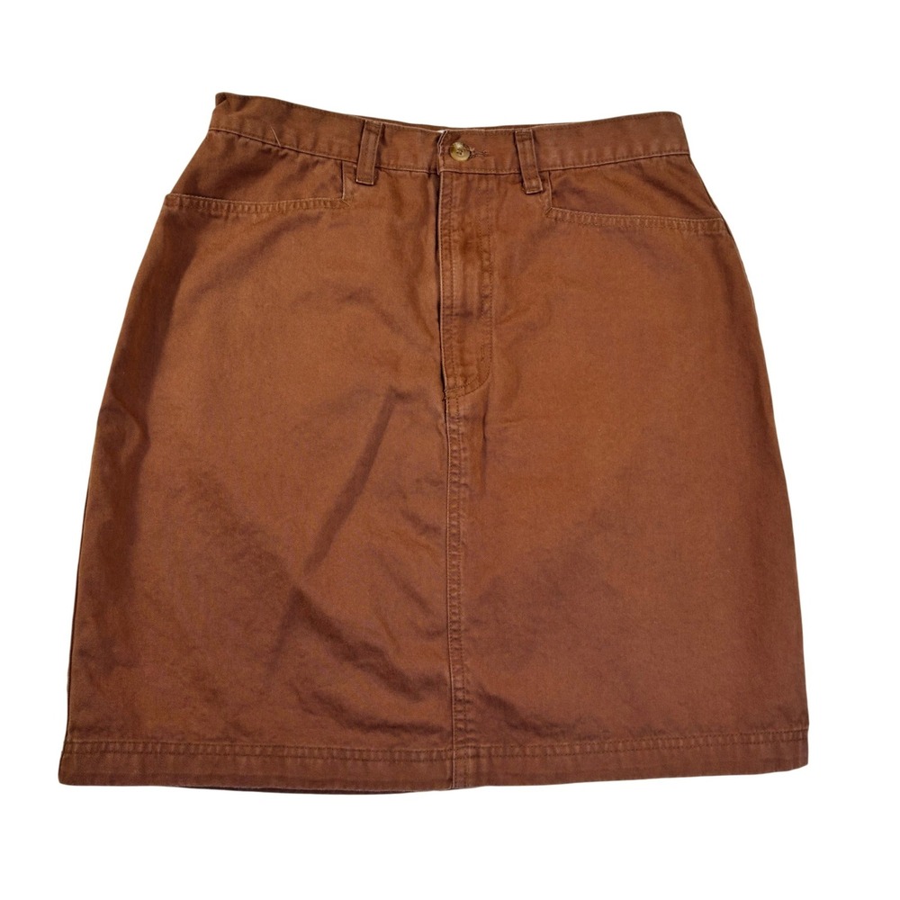 White Stag Brown Cotton 28W Mini Skirt Womens Sz 10 Straight Casual Twill Pocket